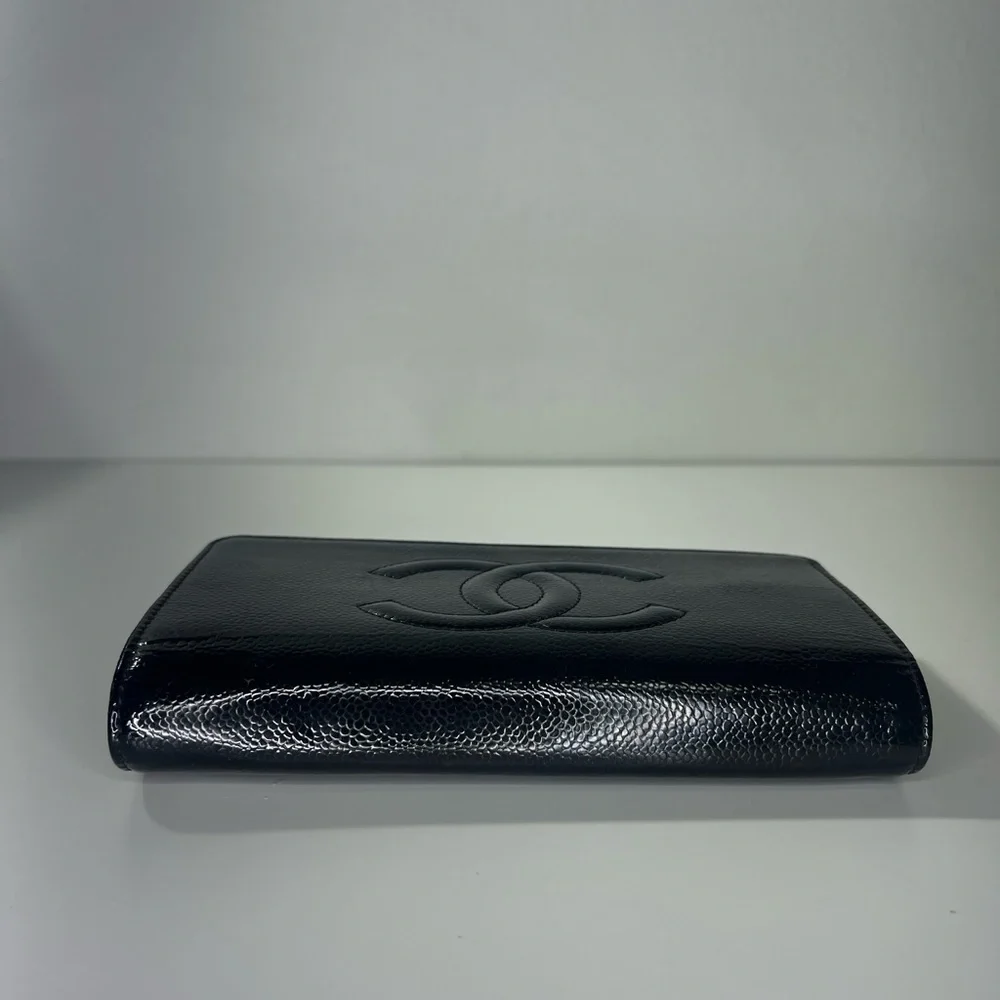 CHANEL | Black Patent Caviar Leather Wallet on Chain